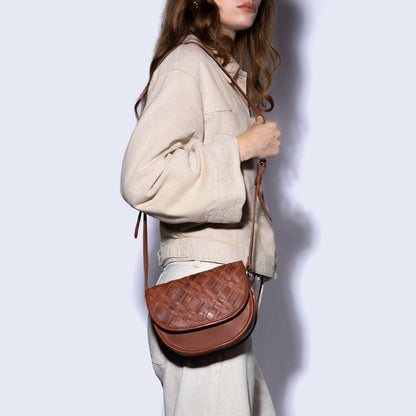 Kiva Small Crossbody In Washed Leather - Chestnut